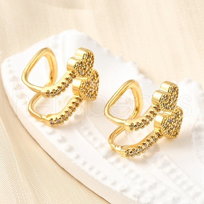 Brass Micro Pave Clear Cubic Zirconia Cuff Earrings EJEW-K309-02G-1