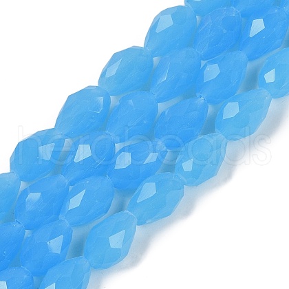 Electroplate Imitation Jade Glass Beads Strands EGLA-N013-J8mm-D05-1