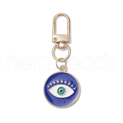 Flat Round with Evil Eye Alloy Enamel Pendant Decorations HJEW-JM02408-03-1
