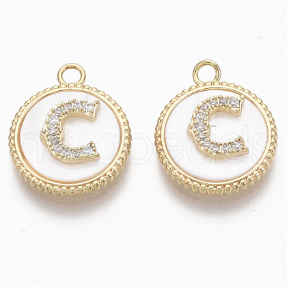 Brass Micro Pave Cubic Zirconia Pendants KK-R130-034-C-NF-1