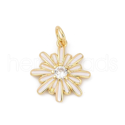 Brass Pave Cubic Zirconia with Enamel Pendants KK-U062-38G-03-1