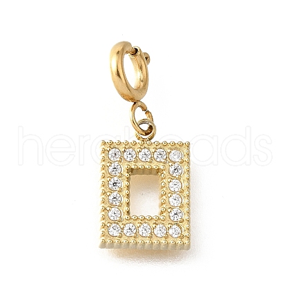 Rectangle 304 Stainless Steel Rhinestone Pendant Decorations STAS-H202-15G-1