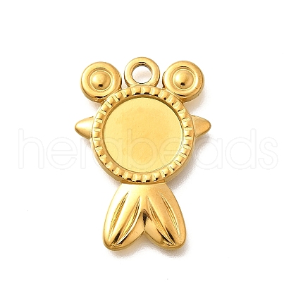 304 Stainless Steel Pendant Cabochon Settings STAS-E545-04E-G-1