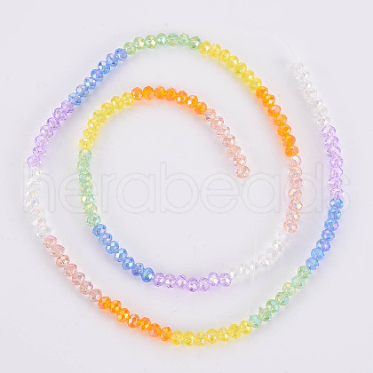 Transparent 7 Colors Electroplate Glass Beads Strands X-EGLA-T020-09-1