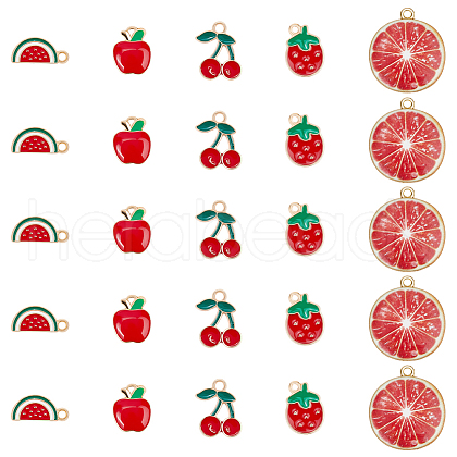 SUNNYCLUE 50Pcs 5 Styles Alloy Enamel Pendants ENAM-SC0005-65-1