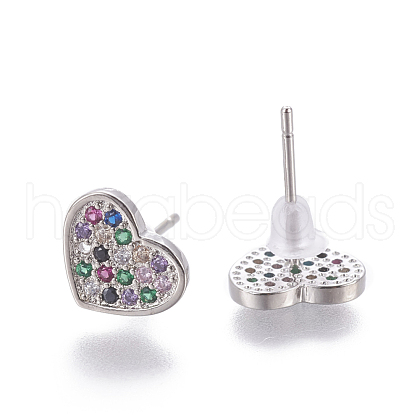 Brass Cubic Zirconia Stud Earrings X-EJEW-E239-09P-1