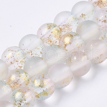 Frosted Spray Painted Glass Beads Strands X-GLAA-N035-03B-C07-1