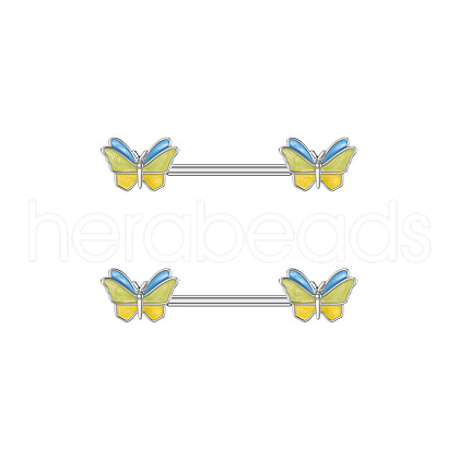 304 Stainless Steel Enamel Butterfly Nipple Barbells WG20A72-04-1