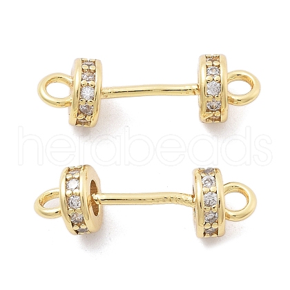 Brass Micro Pave Clear Cubic Zirconia Connector Charms KK-B134-43G-1