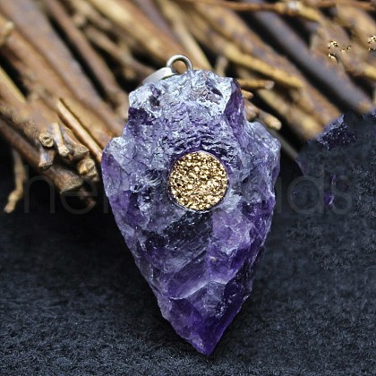 Natural Amethyst Pendants PW-WG23205-02-1