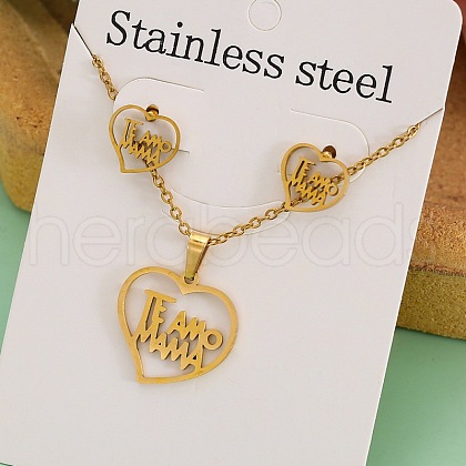 Stainless Steel Pendant Necklaces & Stud Earrings Sets FS-WG1A0DB-06-1