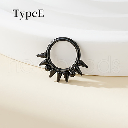 316 Surgical Stainless Steel Spike Hoop Nose Rings WG34C30-15-1