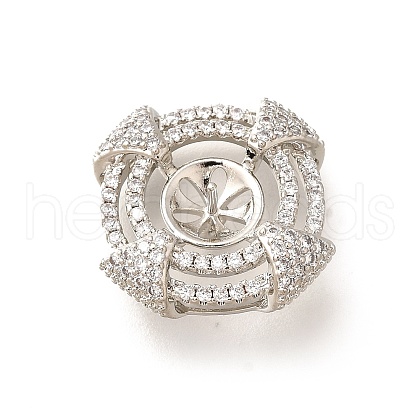 Brass Micro Pave Cubic Zirconia Button Cabochon Settings KK-M312-32P-1