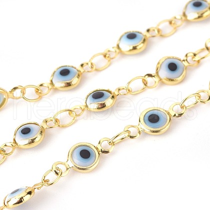 Handmade Evil Eye Lampwork Link Chains CHC-F009-01A-G02-1