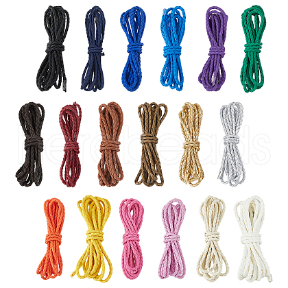 SUPERFINDINGS 18 Colors Braided PU Leather Cords Set WL-FH0001-03-1