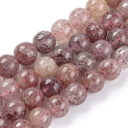 Natural Strawberry Quartz Beads Strands G-J373-16-6mm-1
