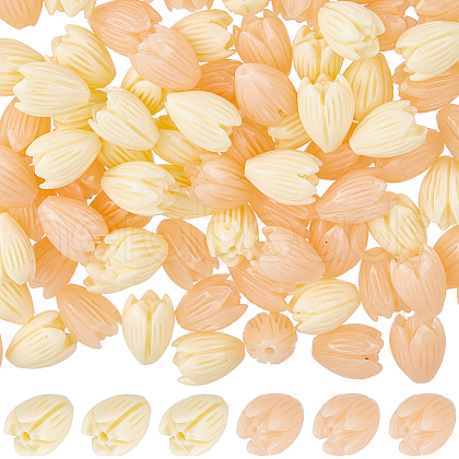 SOFPLATE 100Pcs 2 Colors Dyed Synthetic Coral Beads CORA-SP0001-02A-1