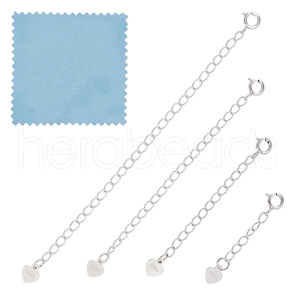 GOMAKERER 4Pcs 4 Styles Sterling Silver Chain Extender Sets DIY-GO0002-28-1
