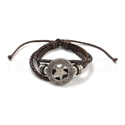 PU Imitation Leather Cord Triple Layer Multi-strand Bracelets BJEW-P329-03A-AS-1