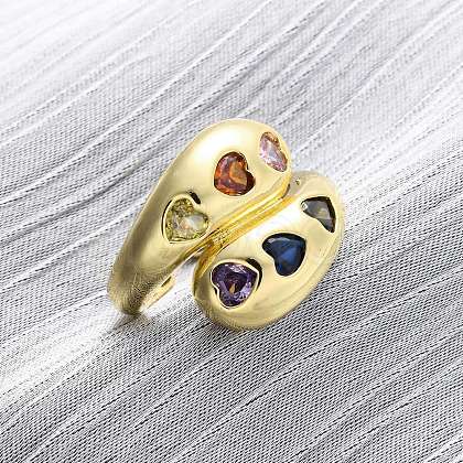 Brass Micro Pave Cubic Zirconia Adjustable Cuff Rings for Women RJEW-U053-01G-1