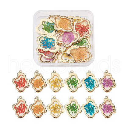 Craftdady 12Pcs 6 Colors Epoxy Resin Pendants RESI-CD0001-05-1