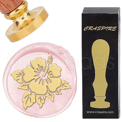 Brass Wax Seal Stamps with Wood Handle AJEW-WH0412-0179-1