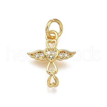 Brass Micro Pave Cubic Zirconia Pendants KK-Z100-40G-02-1