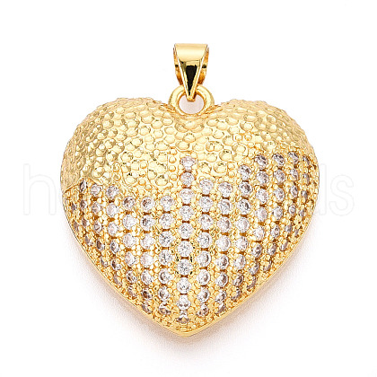 Brass Micro Pave Clear Cubic Zirconia Pendants KK-N268-52G-1