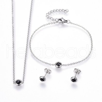 304 Stainless Steel Jewelry Sets SJEW-H144-24C-P-1