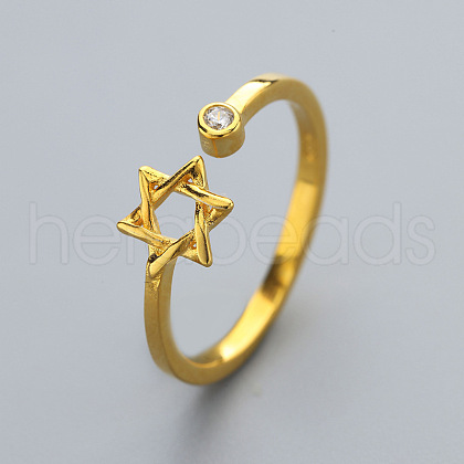 Fashionable Brass Micro Pave Cubic Zirconia Adjustable Cuff Rings FS-WG24B11-02-1