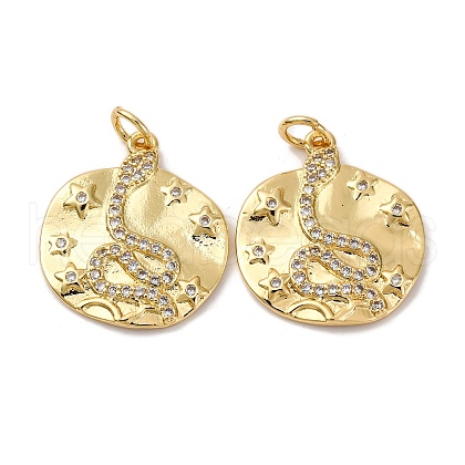 Brass Micro Pave Cubic Zirconia Pendants KK-P308-79G-1