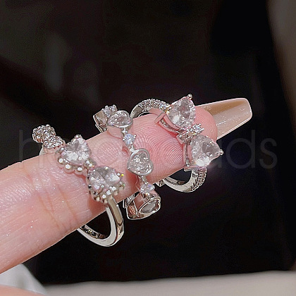 Alloy & Rhinestone Cuff Finger Rings Sets FS-WG1129B-04-1
