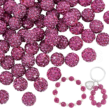   100Pcs Pave Disco Ball Beads RB-PH0001-25F-1