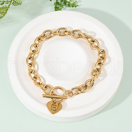Golden 304 Stainless Steel Charm Bracelets NJEW-K284-01G-E-1