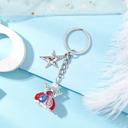 3Pcs Glass Angel Pendant Keychain KEYC-MZ00038-03-1