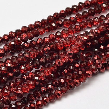 Faceted Rondelle Transparent Painted Glass Beads Strands DGLA-J001-C04-4mm-1