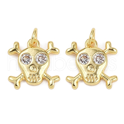 Brass Micro Pave Clear Cubic Zirconia Pendants KK-L231-10G-1