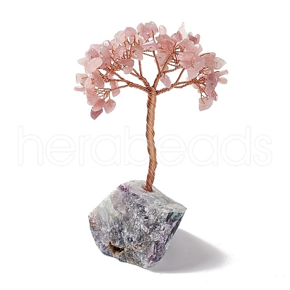 Natural Rose Quartz Tree Display Decoration DJEW-G027-10RG-04-1