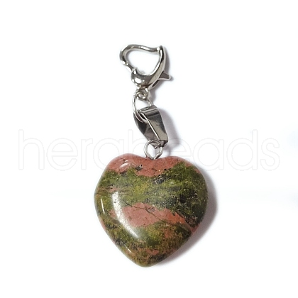 Natural Unakite Pendant Decorations PALLOY-PH01402-07-1