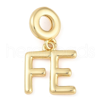 Rack Plating Brass Word FE European Dangle Charms KK-P287-08G-1