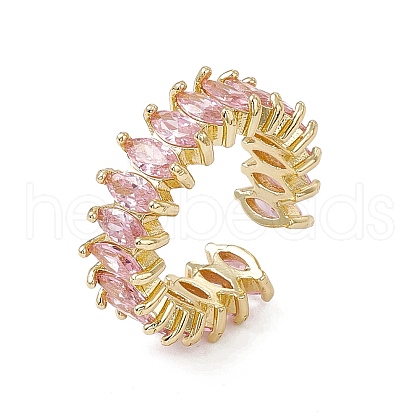 Rack Plating Brass Cubic Zirconia Cuff Rings for Women RJEW-M145-21G-A-1