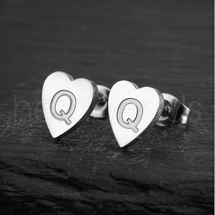 Heart 201 Stainless Steel Stud Earrings WGB8201-12-1
