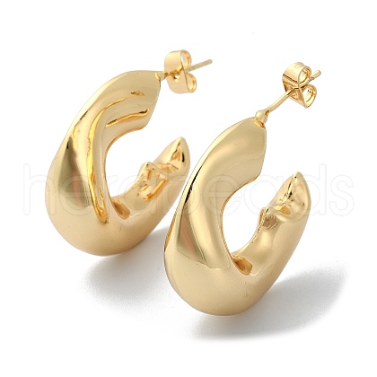 Brass Ring Stud Earrings EJEW-D098-01G-1