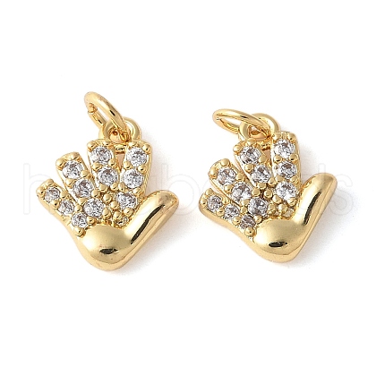 Brass Micro Pave Clear Cubic Zirconia Pendants KK-H449-84C-G-RS-1