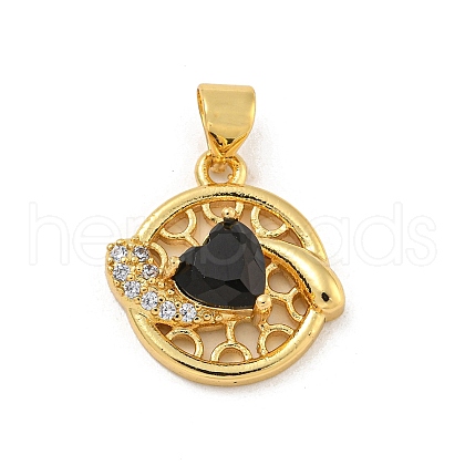 Rack Plating Brass Micro Pave Cubic Zirconia Pendants KK-G513-23A-03G-1