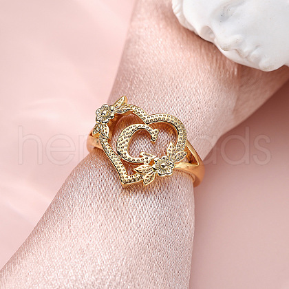 Heart with Flower Hollow Out Brass Finger Rings FS-WG99C3E-07-1