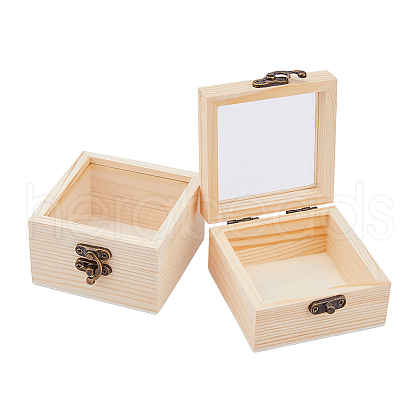 DICOSMETIC 2Pcs Wooden Storage Boxes WOCR-DC0001-01B-1