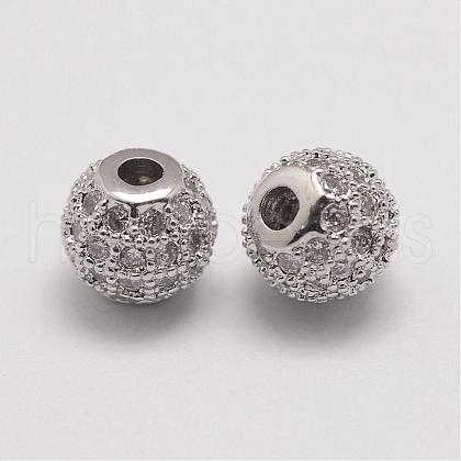 Brass Micro Pave Cubic Zirconia Beads ZIRC-E110-03P-1