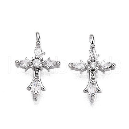Brass Micro Pave Cubic Zirconia Pendants KK-U056-33P-1