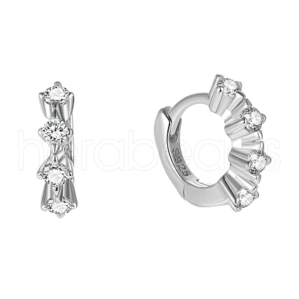 Elegant S925 Sterling Silver Clear Cubic Zirconia Hoop Earrings LS7789-2-1